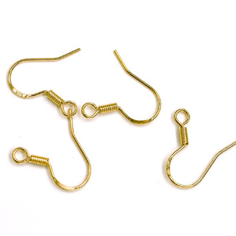 Швензы с пружиной посеребренная медь(925) 10 пар 18х16 мм Золото