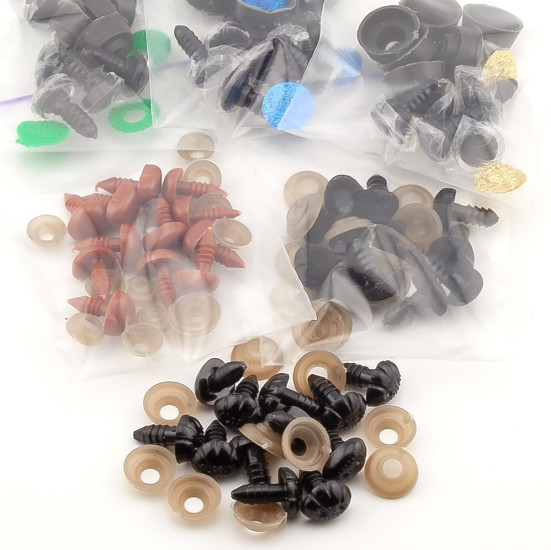 Набор Блестящих глаз д.12мм + носики, упаковка Zip Lock, всего 152шт.