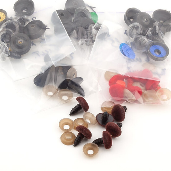 Набор Блестящих глаз д.16мм + носики бархатые, упаковка Zip Lock, всего 80шт.