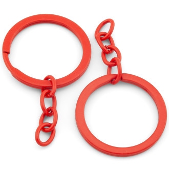 Основа для брелка колечко с цепью 30х54 мм 10 шт. Красный