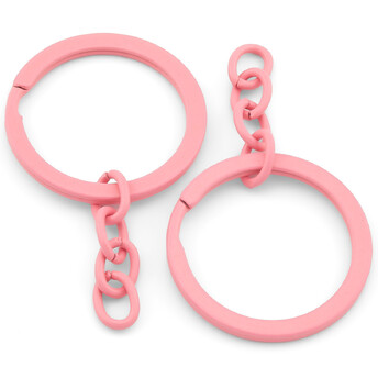Основа для брелка колечко с цепью 30х54 мм 10 шт. Розовый