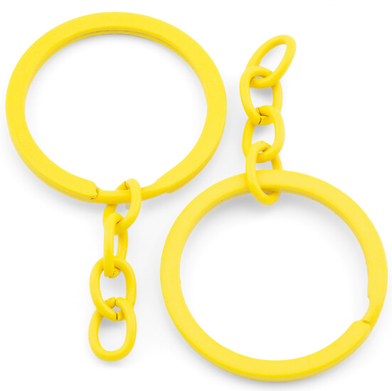 Основа для брелка колечко с цепью 30х54 мм 10 шт. Желтый