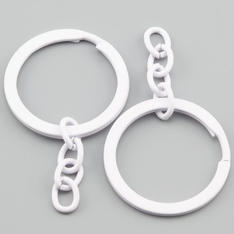 Основа для брелка колечко с цепью 30х54 мм 10 шт. Белый