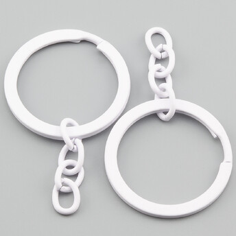 Основа для брелка колечко с цепью 30х54 мм 10 шт. Белый