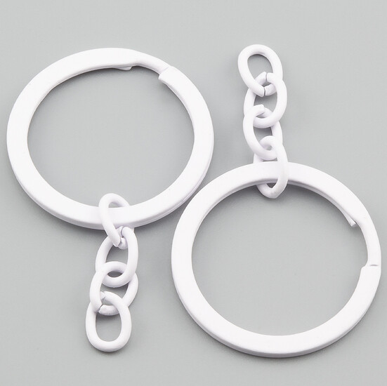 Основа для брелка колечко с цепью 30х54 мм 10 шт. Белый