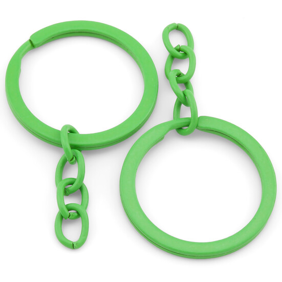 Основа для брелка колечко с цепью 30х54 мм 10 шт. Зеленый