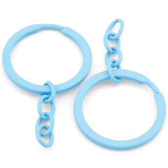 Основа для брелка колечко с цепью 30х54 мм 10 шт. Голубой