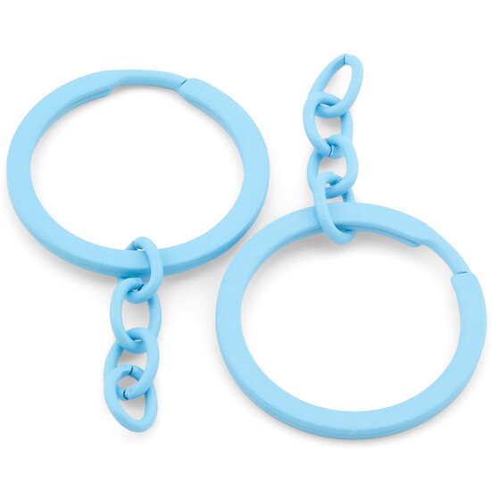 Основа для брелка колечко с цепью 30х54 мм 10 шт. Голубой