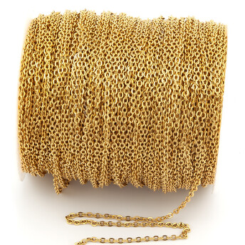 Цепь из нержавеющей стали 1,6х2,1 мм 1 метр Золотистый_04