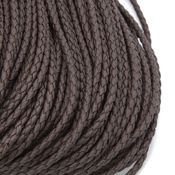 Шнур кожзам Плетеный Глянцевый 5 мм 1 м Коричневый