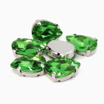 Стразы в цапах пришивные Капля 13х18 мм Салатовый 10 шт.