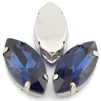 Стразы в цапах пришивные Лодочка 13х27 мм Синий темный 10 шт.