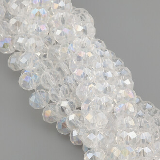 Бусины Swarovski огранка рондель 8х6 мм Ø 1,2 мм ±40 см (±62 шт.) Прозрачный АВ