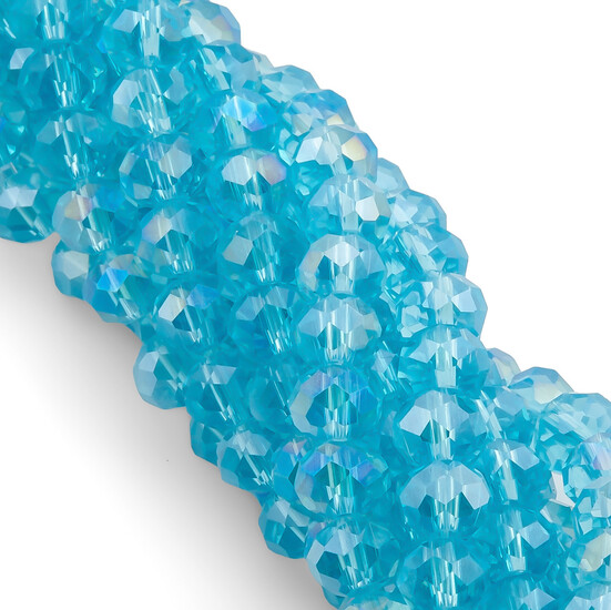 Бусины Swarovski огранка рондель 3х2,5 мм Ø 0,8 мм 38 см (+-160 шт.) Голубой АВ прозрачный