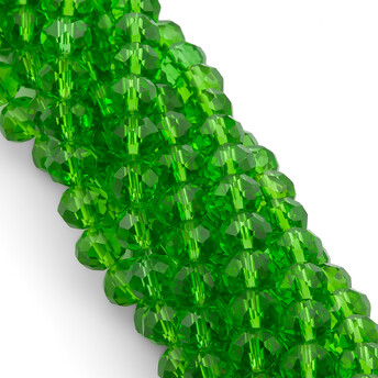 Бусины Swarovski огранка рондель 6х4,8 мм Ø 1 мм 40 см (+-85 шт.) Зеленый прозрачный