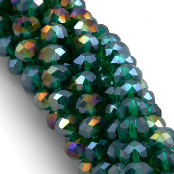 Бусины Swarovski огранка рондель 6х4,8 мм Ø 1 мм 40 см (+-85 шт.) Нефритовый АВ прозрачный