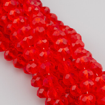 Бусины Swarovski огранка рондель 8х6 мм Ø 1,2 мм 42 см (+-65 шт.) Алый прозрачный