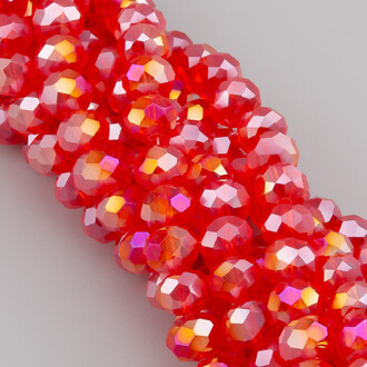 Бусины Swarovski огранка рондель 6х4,8 мм Ø 1 мм ±39 см (±82 шт.) Алый АВ прозрачный