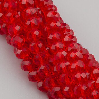 Бусины Swarovski огранка рондель 6х4,8 мм Ø 1 мм ±39 см (±82 шт.) Красный прозрачный