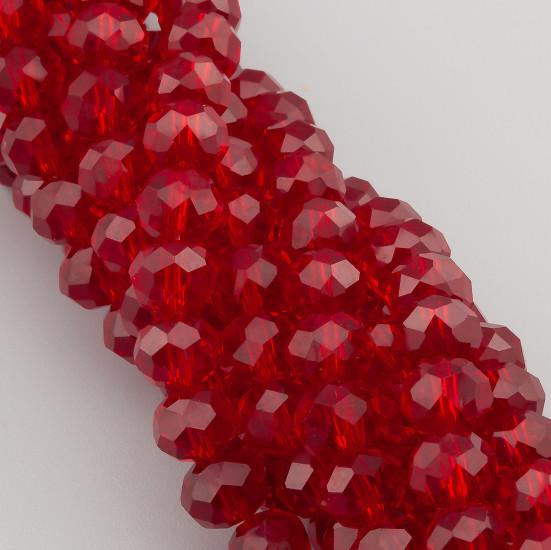Бусины Swarovski огранка рондель 8х6 мм Ø 1,2 мм ±40 см (±62 шт.) Бордовый прозрачный