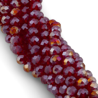 Бусины Swarovski огранка рондель 4х3,5 мм Ø 0,8 мм ±40 см (±110 шт.) Бордовый АВ прозрачный