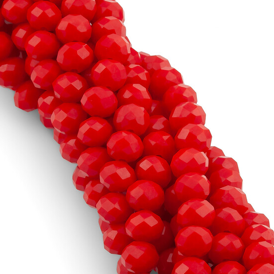 Бусины Swarovski огранка рондель 3х2,5 мм Ø 0,8 мм 38 см (+-160 шт.) Красный непрозрачный
