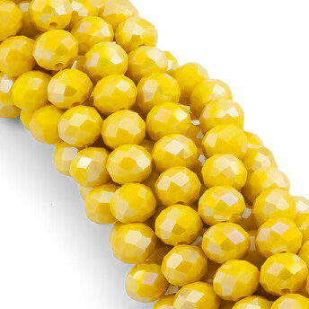 Бусины Swarovski огранка рондель 6х4,8 мм Ø 1 мм 37 см (+-85 шт.) Желтый АВ непрозрачный