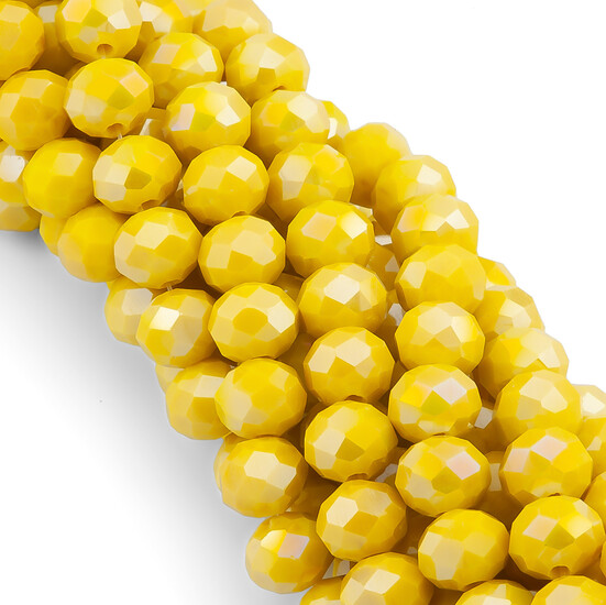 Бусины Swarovski огранка рондель 3х2,5 мм Ø 0,8 мм 38 см (+-160 шт.) Желтый АВ непрозрачный