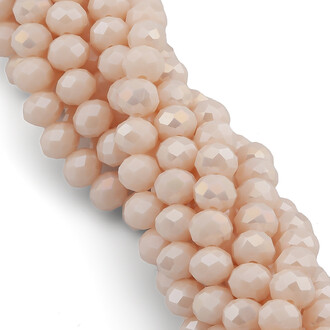 Бусины Swarovski огранка рондель 6х4,8 мм Ø 1 мм 40 см (+-85 шт.) Пудровый АВ непрозрачный