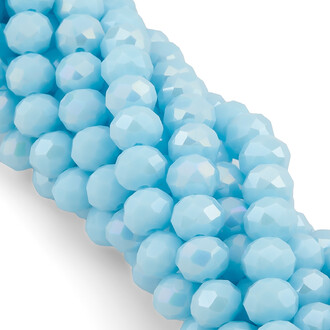 Бусины Swarovski огранка рондель 8х6 мм Ø 1,2 мм ±40 см (±62 шт.) Небесный светлый АВ непрозрачный