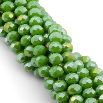 Бусины Swarovski огранка рондель 8х6 мм Ø 1,2 мм 42 см (+-65 шт.) Салатовый АВ непрозрачный