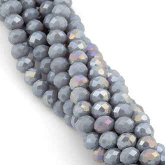 Бусины Swarovski огранка рондель 6х4,8 мм Ø 1 мм 40 см (+-85 шт.) Серый АВ непрозрачный