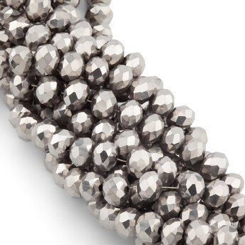 Бусины Swarovski огранка рондель 8х6 мм Ø 1,2 мм 42 см (+-65 шт.) Платиновый металлик