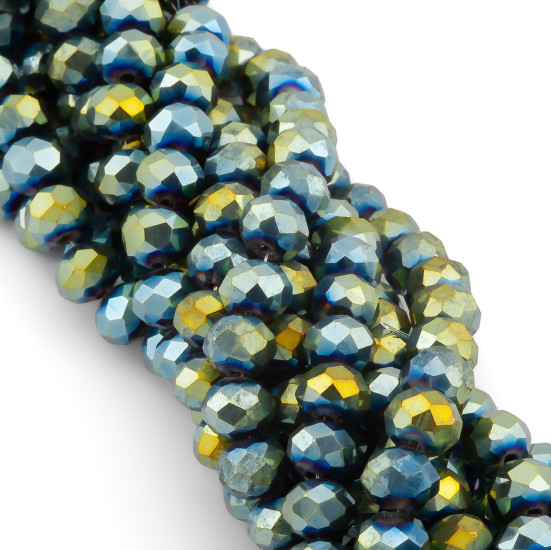Бусины Swarovski огранка рондель 4х3,5 мм Ø 0,8 мм 42 см (+-120 шт.) Сине-зеленый металлик