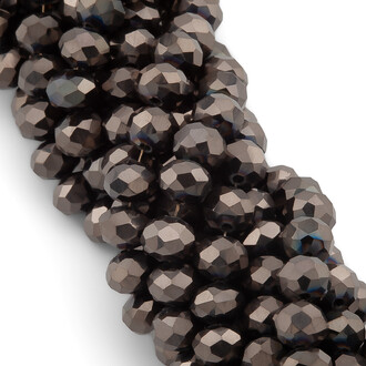 Бусины Swarovski огранка рондель 6х4,8 мм Ø 1 мм 40 см (+-85 шт.) Гематитовый металлик