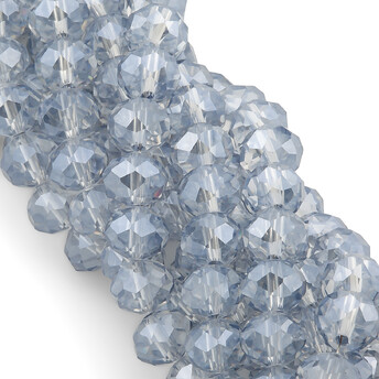 Бусины Swarovski огранка рондель 6х4,8 мм Ø 1 мм ±39 см (±82 шт.) Серебристый АВ прозрачный