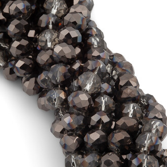 Бусины Swarovski огранка рондель 8х6 мм Ø 1,2 мм 42 см (+-65 шт.) Гематитовый полупрозрачный металлик