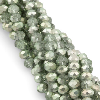Бусины Swarovski огранка рондель 8х6 мм Ø 1,2 мм 42 см (+-65 шт.) Оливково-серый полупрозрачный металлик