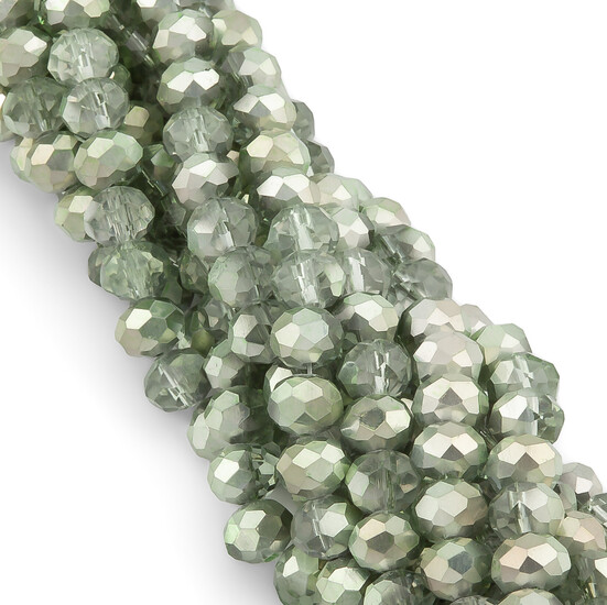 Бусины Swarovski огранка рондель 3х2,5 мм Ø 0,8 мм 38 см (+-160 шт.) Оливково-серый полупрозрачный