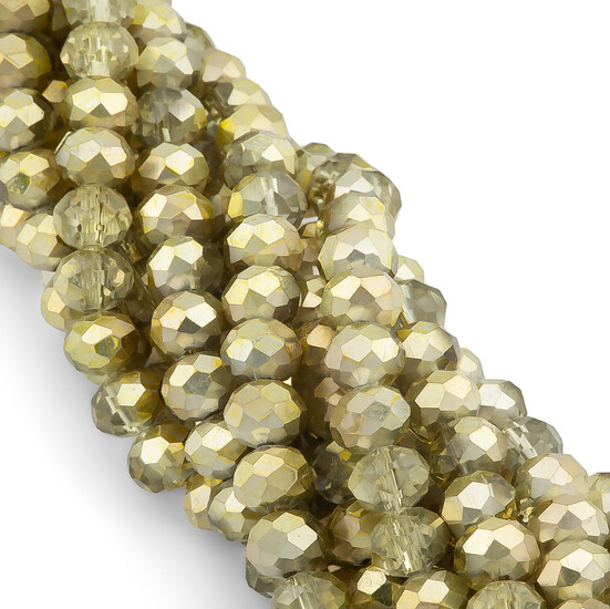 Бусины Swarovski огранка рондель 3х2,5 мм Ø 0,8 мм 38 см (+-160 шт.) Оливково-желтый полупрозрачный