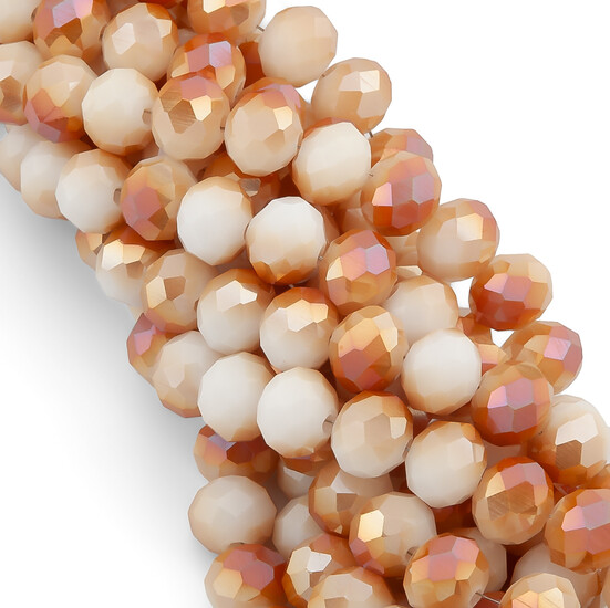 Бусины Swarovski огранка рондель 3,5х3 мм Ø 0,8 мм 34 см (+-124 шт.) Белый с коричневым АВ