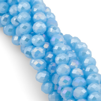 Бусины Swarovski огранка рондель 8х6 мм Ø 1,2 мм ±40 см (±62 шт.) Небесный АВ