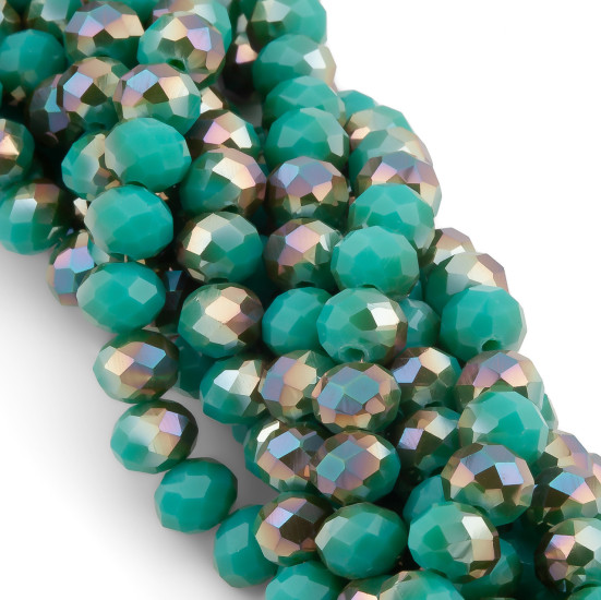 Бусины Swarovski огранка рондель 4х3,5 мм Ø 0,8 мм 42 см (+-120 шт.) Бирюзовый с коричневым АВ