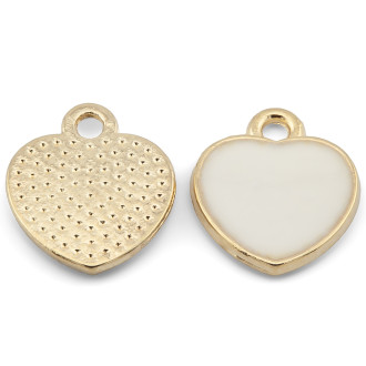 Кулон подвеска Сердце, эмаль, размер 13х12мм, 1шт., цвет Белый