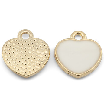 Кулон подвеска Сердце, эмаль, размер 13х12мм, 1шт., цвет Белый