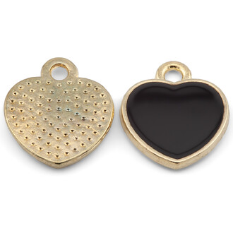 Кулон подвеска Сердце, эмаль, размер 13х12мм, 1шт., цвет Черный