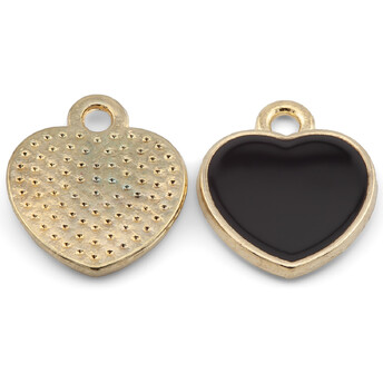 Кулон подвеска Сердце, эмаль, размер 13х12мм, 1шт., цвет Черный