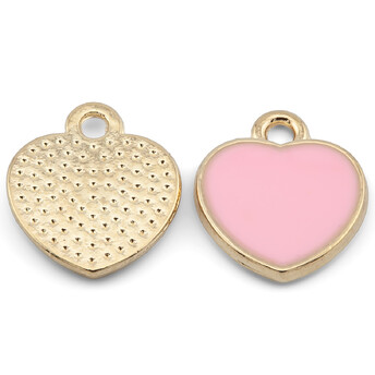 Кулон подвеска Сердце, эмаль, размер 13х12мм, 1шт., цвет Розовый светлый