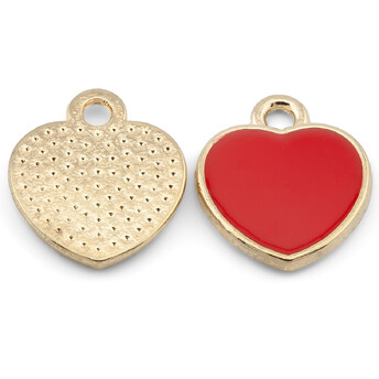 Кулон подвеска Сердце, эмаль, размер 13х12мм, 1шт., цвет Красный
