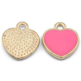 Кулон подвеска Сердце, эмаль, размер 13х12мм, 1шт., цвет Розовый